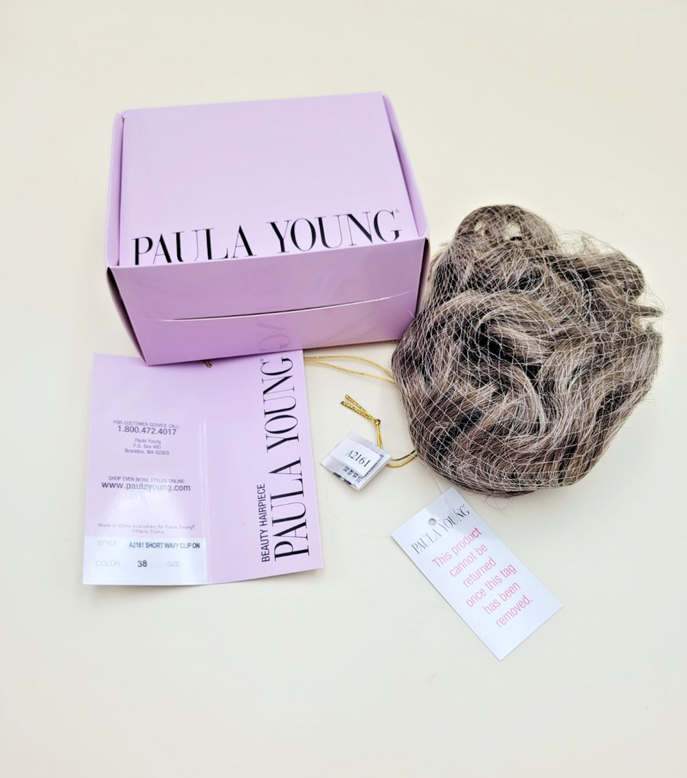 Paula Young A2161 Short Wavy Clip On Hairpiece Color 38 Grey Synthetic Beauty